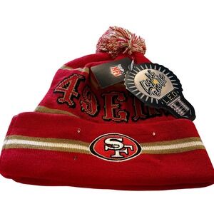 NFL San Francisco 49ers Light Up LED Pom Beanie Knit Hat Cap